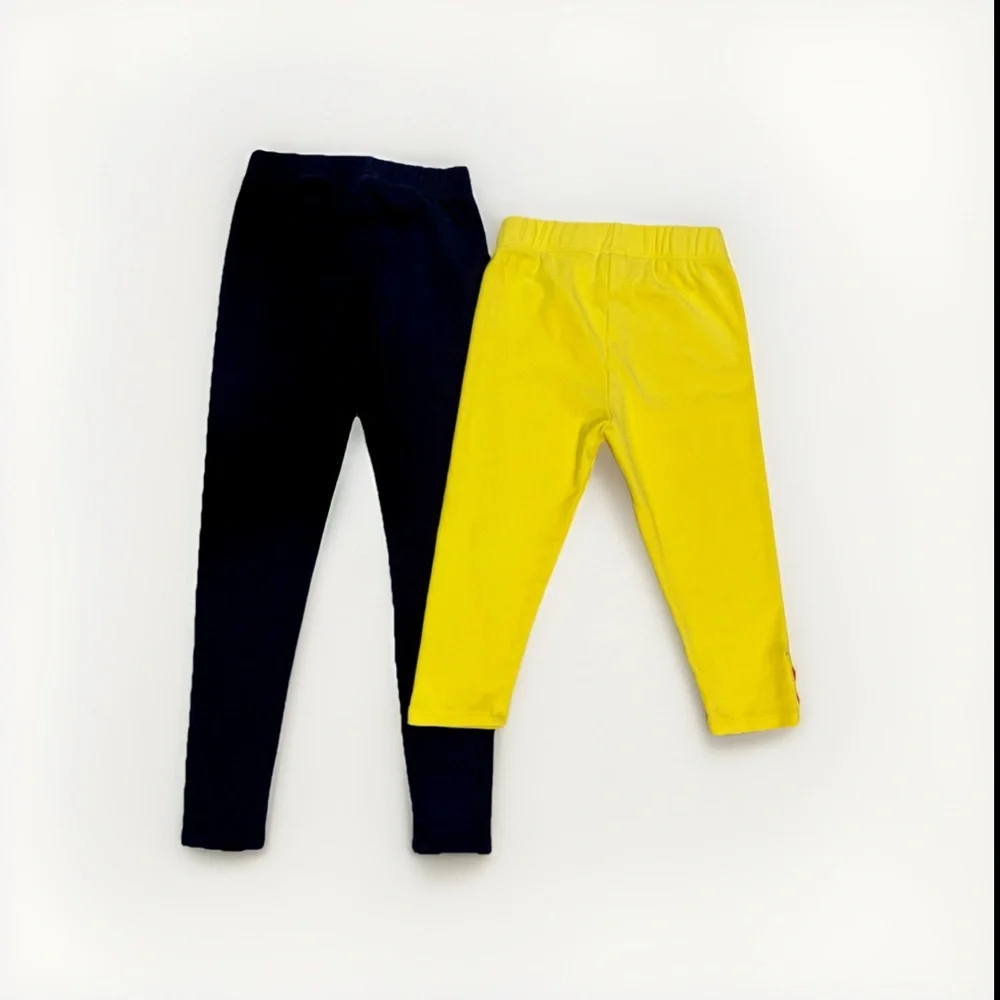 Gymboree Girls Sz 7 Lot of 2 Yellow Capri Strawberry Button Navy Full Length Bun